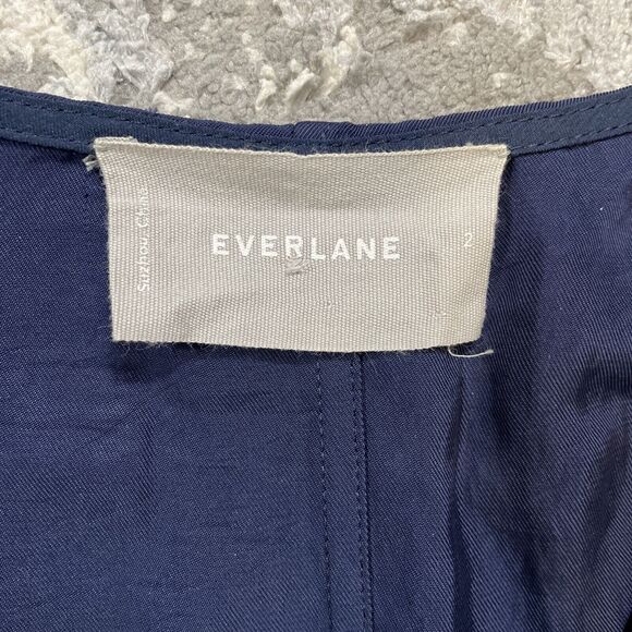 Everlane Midnight Navy Lightweight Short Sleeve V-Neck Knee Length Dress Size 2 - Picture 7 of 10